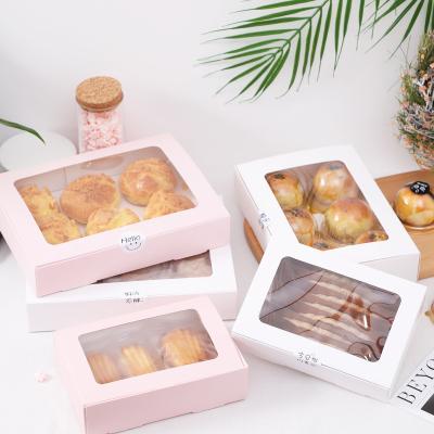 China Large Quality Recycled Food Grade Materials Brown Food Grade Materials Tiramisu Frozen Dessert Cake Dessert Packaging Boxes With Window for sale