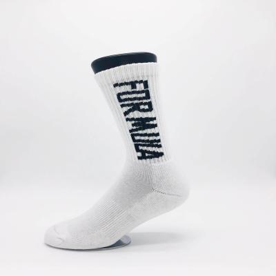 China Breathable Custom Design Mens Womens Cotton Crew Length Terry Cushion Sports Socks for sale