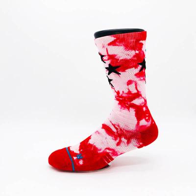 China Breathable Best Quality Customized All Stars Tie Red Dye Team Basketball Athletic Socks for sale