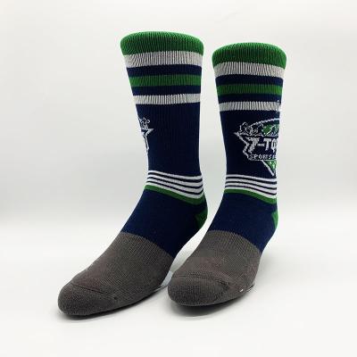 China Breathable Custom Navy Crew Logo Cotton Men's Athletic Socks With Rib And Cushion for sale