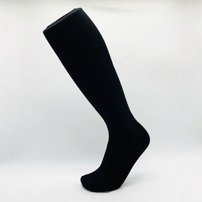 China Breathable Unisex Solid Black Custom Logo Football Knee High Socks for sale