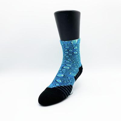 China QUICK DRY Mens Custom Design Ankle Length 360 Short Blue Digital Print Sports Running Socks for sale