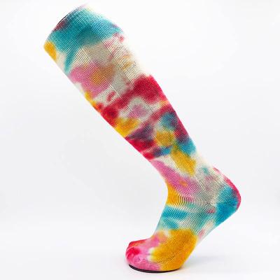 China QUICK DRY Fashion Colored Terry Warm Full Knee Length Women's Tie Dye Socks for sale