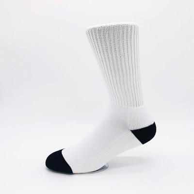 China QUICK DRY Crew Length One Size Fits Most White Polyester Blank Socks For Sublimation for sale