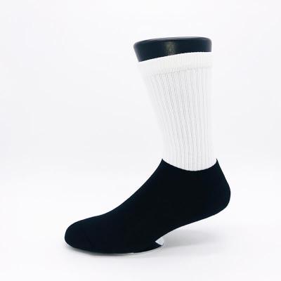 China White Leg QUICK DRY Sublimation Polyester Empty Socks With Black Cotton Foot for sale