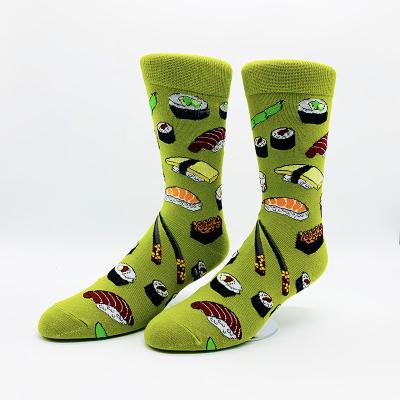 China QUICK DRY Custom Design Crew Combed Cotton Happy Sushi Plain Dress Socks for sale