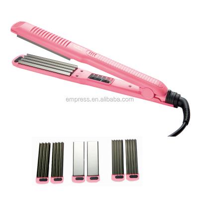 China EPS806 LED Wavy Hair Straightener And Crimper Set Outdoor Titanium Hair Iron Crimping Rollers For Hair for sale