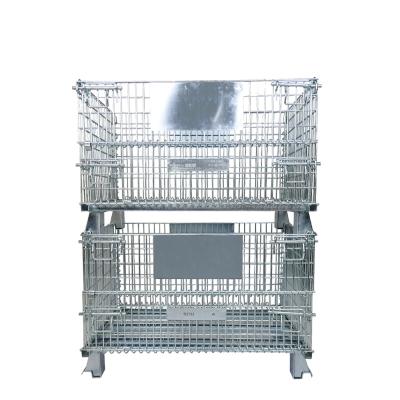 China Stainless Steel Stackable Industrial Collapsible Collapsible Warehouse Galvanized Large Steel Storage Wire Mesh Pallet Cages for sale