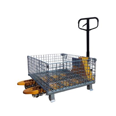 China Stackable Collapsible Collapsible Storage Galvanized Wire Mesh Metal Pallet Cage Extra Large Size Container For Warehouse for sale