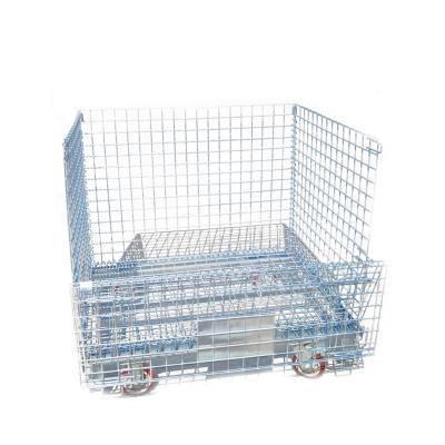 China Stackable Heavy Duty Galvanized Metal Stacking Warehouse Storage Folding Australia Mesh Steel Stillage Cage for sale