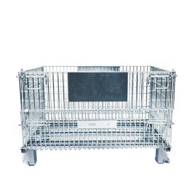 China Stackable Foldable Warehouse Storage Galvanized Wire Mesh Metal Pallet Extra Large Size Cage For Europe for sale