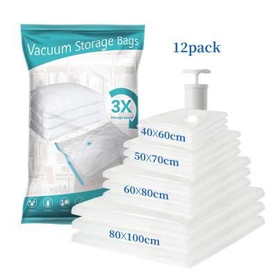 China Factory Price Sustainable Space Saver Vacuum Compressed Storage Bags For Clothes With Plastic Pump Vacuum Storage Bags for sale