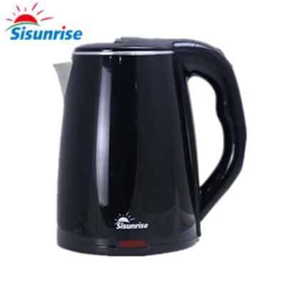 China 360 Degree Electric Water Heater Rotation Base Coated Plastic Kettle Cool Touch Keep Warm Double Layer Double Wall Electric Kettle for sale