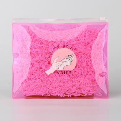 China Custom Print Fashion Pink Clear Plastic Ziplock Bag For Cosmetics Reusable Plastic Bag Zipper For Nails for sale