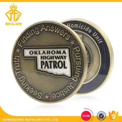 China Custom Factory Production Europe Road Patrol Soft Oklahoma Enamel Coin for sale