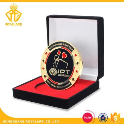 China High Quality Custom Europe Casino Challenge Coin in Velvet Gift Box for sale