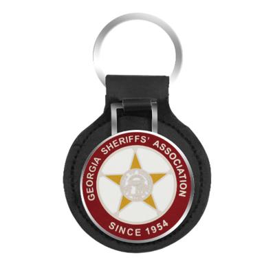 China Custom Round Metal Promotion Gift/Souvenir Shape Blank Leather Key Chain Laser Engraving Mute Key Chain for sale