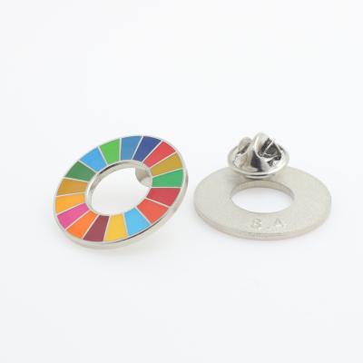 China Europe Soft Enamel Round SDGs Lapel Pins With Butterfly Clutch for sale