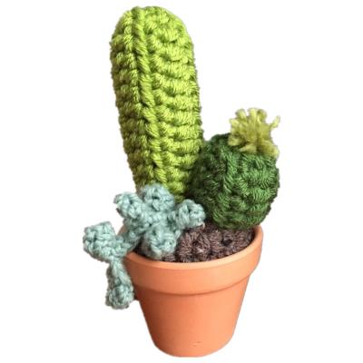 China Custom Made Handmade Knitted Simulation Plush Artificial Plants Crochet Cactus Toy Decoration for sale