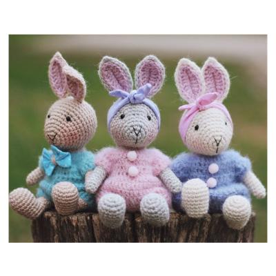 China 2021 Hot Selling Custom Plush Hand Crochet Rabbit /knit Easter Rabbit Amigurumi Soft Cute Sound Doll Toys for sale