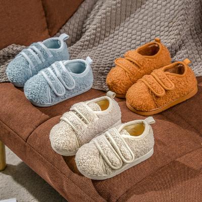 China 2022 Winter Children's Warm Slippers Stickers Baby Anti-slippery Simple Magic Indoor Home Soft Slippers Wholesale for sale