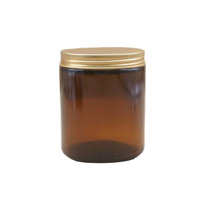 China 100ML/200ML/270ML Weddings Clear / Amber Empty Glass Jars Candle With Metal Lids for sale