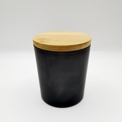 China Home Decoration 10oZ 8x9CM Matte Glass Candle Jars Candle Jars With Bamboo Lids for sale