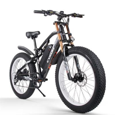 China Aluminum alloy 9 speed 48v100w 17ah lithium battery electric bicycle mountain bike 26 inch fat tire electric bike for sale