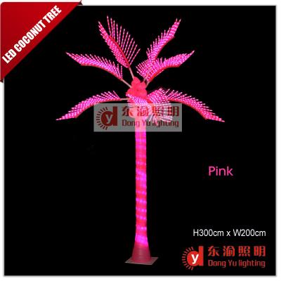 China Stainless Steel LED Coconut Palm Trees Beautiful Lighting Trees Artificial Outdoor Pink Outdoor Trees for sale