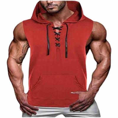 China Soft Sports Sweated Breathable Mens Black T-Shirts Sleeveless Designed Hoodies for sale