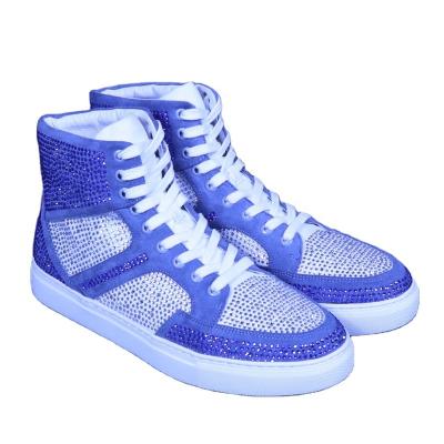 China Famous Brand Custom Factory New Designers Diamond CUSHIONING Studded High Top Casual Shoes Sneaker Shoes For Jeans Wholesale for sale