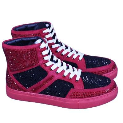 China CUSHIONING Brands Crystal Studded Sneaker Brands Famous Casual Shoes High Top New Custom Luxury Designers Wholesale Men's Shoes For Jeans for sale