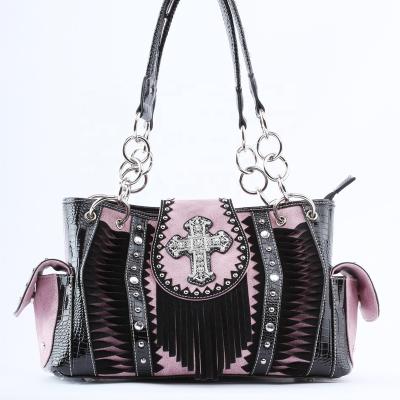 China Cowgirl Handbags Wholesale Hidden Carry Cross Fringe Tassel Western Women's Handbag Tote Purse For Ladies for sale