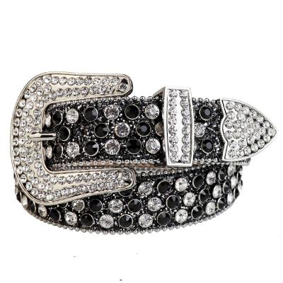 China Rhinestone Belt Cowboy Belt Leather Studded Rhinestone Belt for Men and Women Western Bling Crystal Removable Buckle Sets for sale