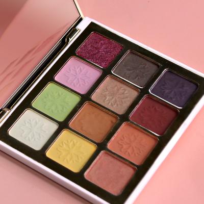 China Waterproof Stylish Eyeshadow Logo Luxury Eyeshadow 12 Color Eyeshadow Flat Palette for sale