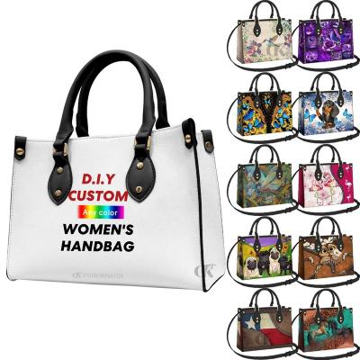 China Fashoion 2022 Wholesale Custom Printed Leather Tote Bag Handbags For Women Luxury Women Handbags Ladies Purse And Purse for sale