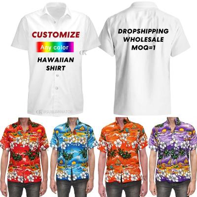 China High Quality Plus Size Mens Anti-Pilling Shirts Polyester White Mens T-Shirts Custom Printed Casual Beach Wear Shorts Sleeves Hawaiian Shirts for sale