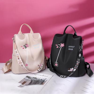 China Other New Flower Embroidery Backpack Fashion Women Large Capacity Oxford Cloth Ladies Backpack Tote School Bags for sale