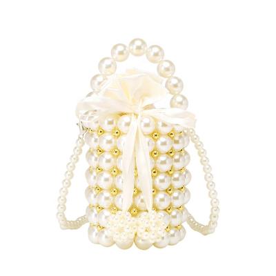 China Fashion ladies party BAGforever mini bagfASHION PEARL bag women handmade beaded shoulder woven beaded bucket handbag vintage youth for sale