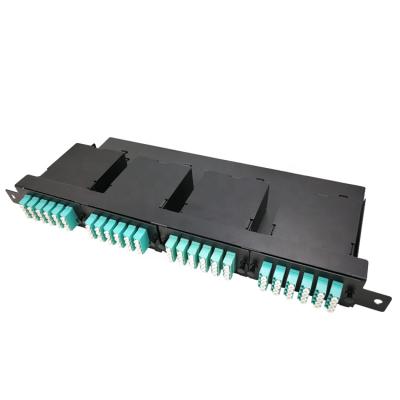 China Data Center 19 Inch 1U 144 Fibers MPO MTP Fiber Optic Patch Panel With Cassette for sale