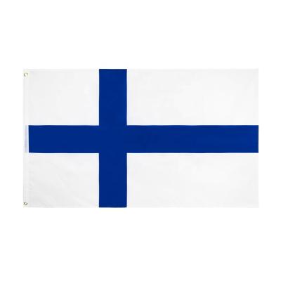 China OEM Johnin Stock Cheap Price 100% Polyester White Blue Cross Finland Flag for sale