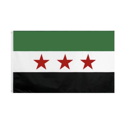 China OEM Syria Outdoor Flag 3x5ft Two Stars Printed Polyester Flag With Grommets for sale