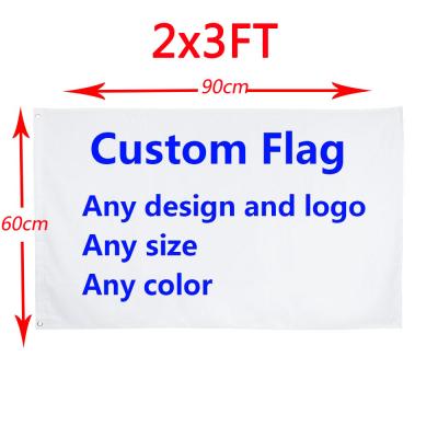 China OEM 60x90cm Fast Delivery 75D Polyester 2x3ft Any Design Custom Logo Colors Fan Sport Banner Flag for sale