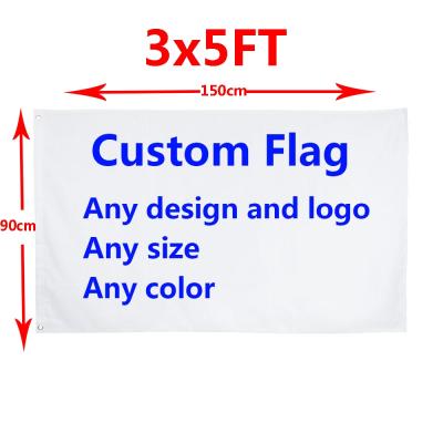 China OEM 90x150cm Fast Delivery 75D Polyester 3x5ft Any Design Custom Logo Colors Fan Sport Banner Flag for sale