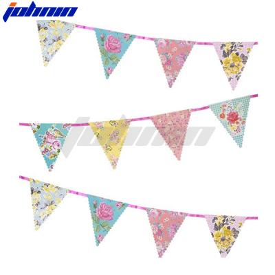 China Double Sides Hanging Home Cotton Printed Decorative Flags On Twine for sale