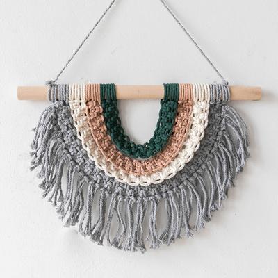 China Crochet Wall Hanging Bohemian Fringed Nursery Kids Room Decor Macrame Inspired Handmade Beading Wall Tapestry for sale