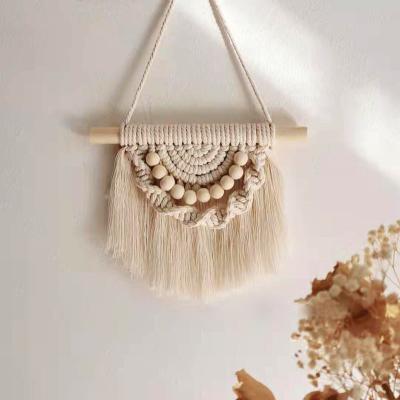 China Wholesale Macrame Wall Hanging Crochet Cotton Home Decor Wall Decor Bohemian Crochet Beading Tapestry Wall Hanging for sale