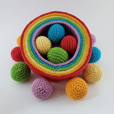 China Custom crochet toy baby montessori rainbow nested baskets baby stacking toys C657 for sale