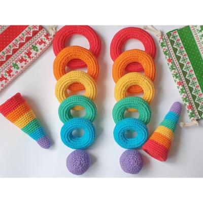 China Crochet Baby Toys Montessori Rainbow Stacking Rings Crochet Stacking Educational Baby Toys C658 for sale