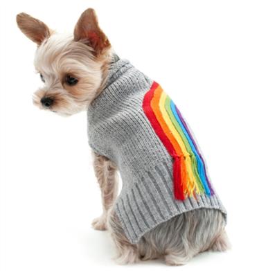 China Custom Winter Knitted Teddy Bear Rainbow Dog Sweater Cute Dog Pet Sustainable Knit Sweaters for sale